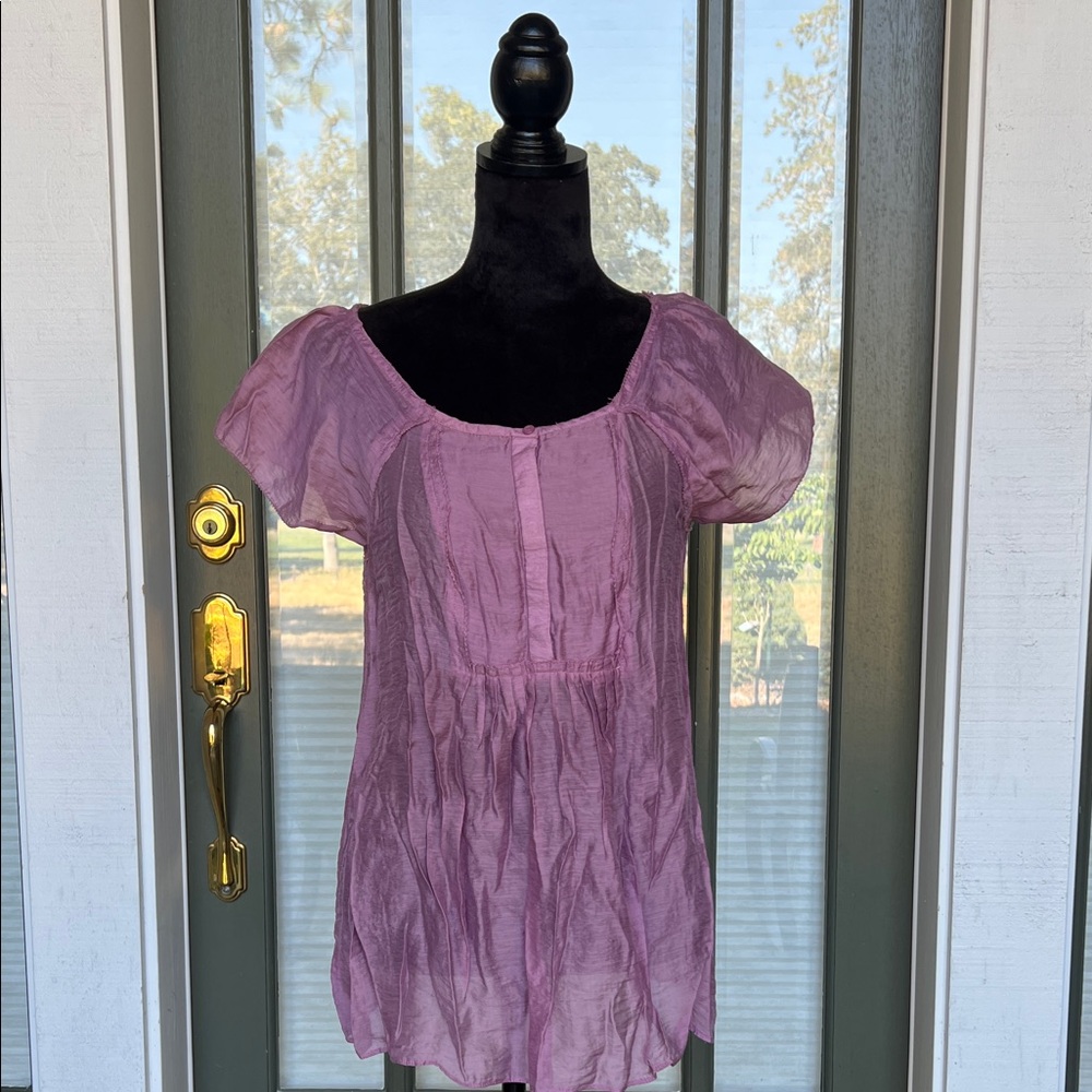 Ann Taylor LOFT Lilac Blouse‎ Cap Sleeve Baby Doll